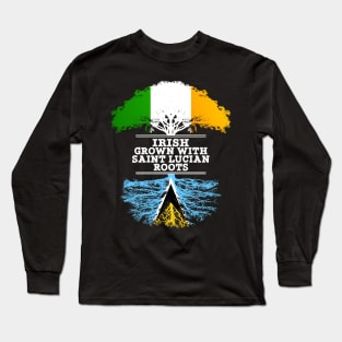 Irish Grown With Saint Lucian Roots - Gift for Saint Lucian With Roots From Saint Lucia Long Sleeve T-Shirt